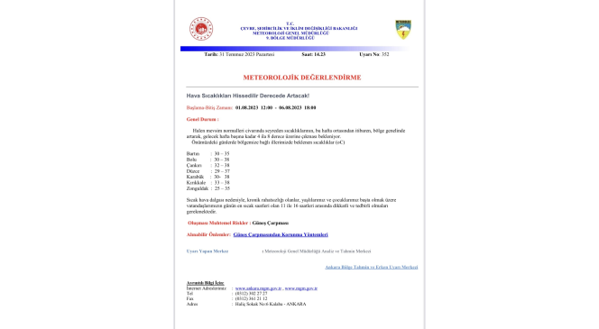 Hava sıcaklıkları hissedilir derecede artacak