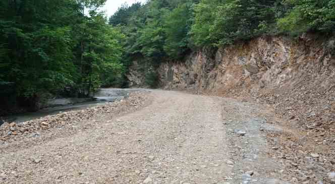 Selden zarar g&ouml;ren Mengen-Yedig&ouml;ller yolu ulaşıma a&ccedil;ıldı
