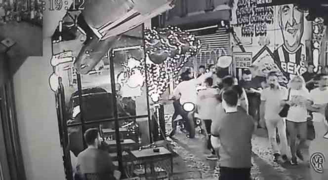 Beşiktaş’taki cinayet öncesi mekana ateş açıldığı anlar kamerada