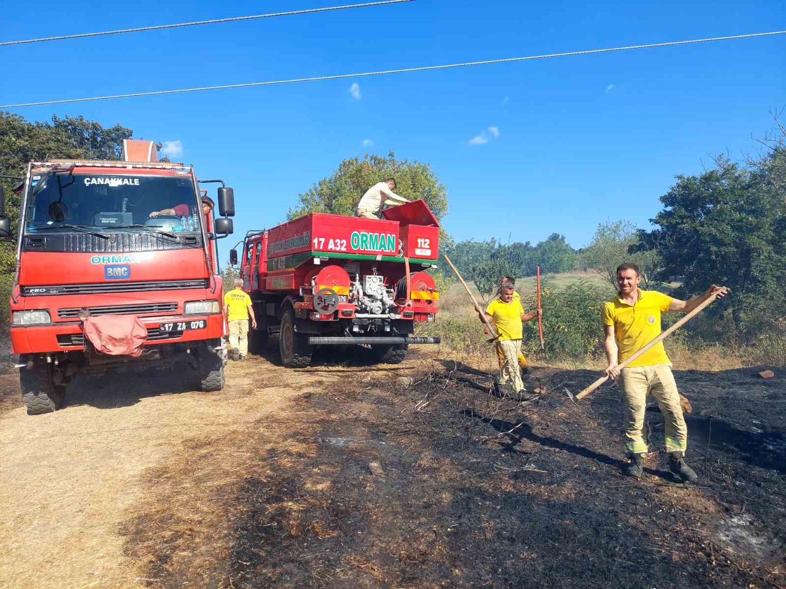 &Ccedil;an&rsquo;da orman yangını b&uuml;y&uuml;meden s&ouml;nd&uuml;r&uuml;ld&uuml;
