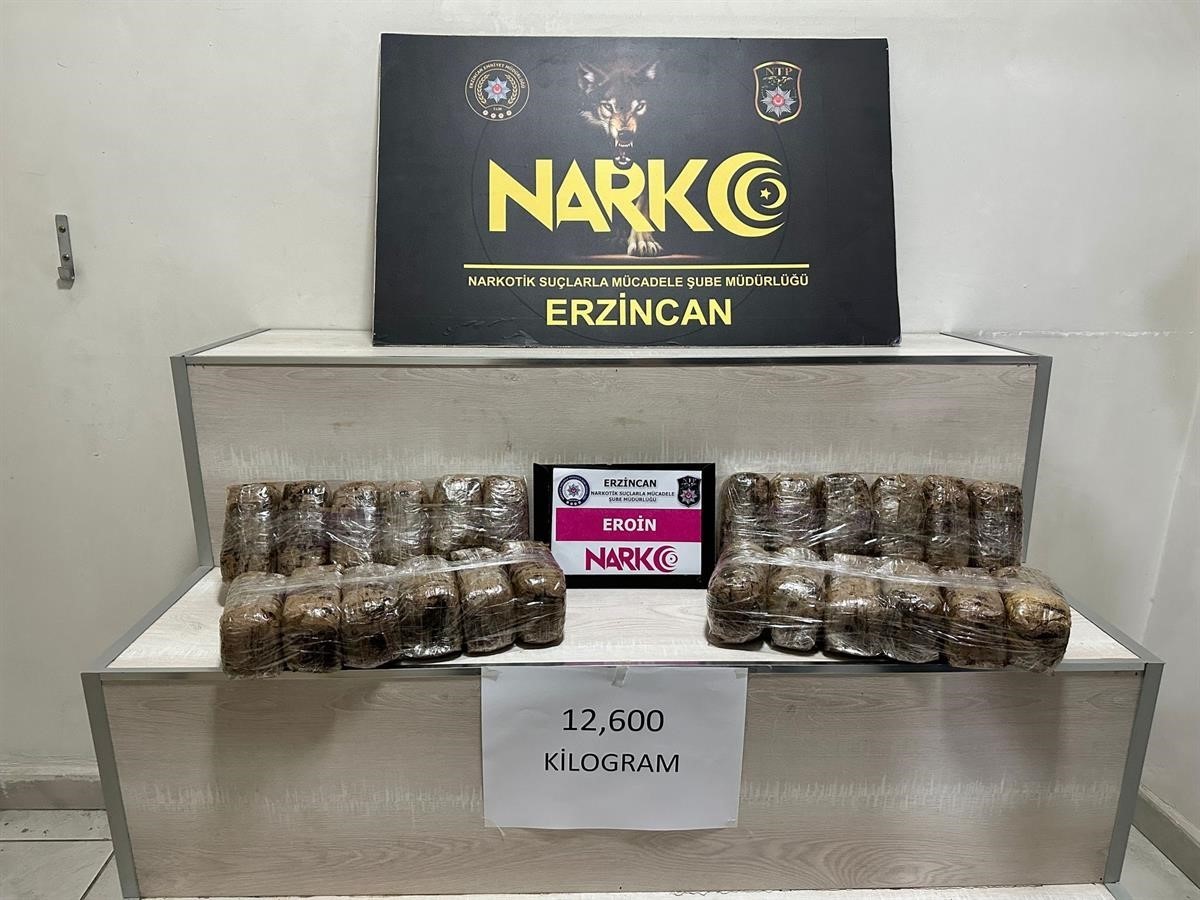 Erzincan’da 12 kilo 600 gram eroin ele geçirildi