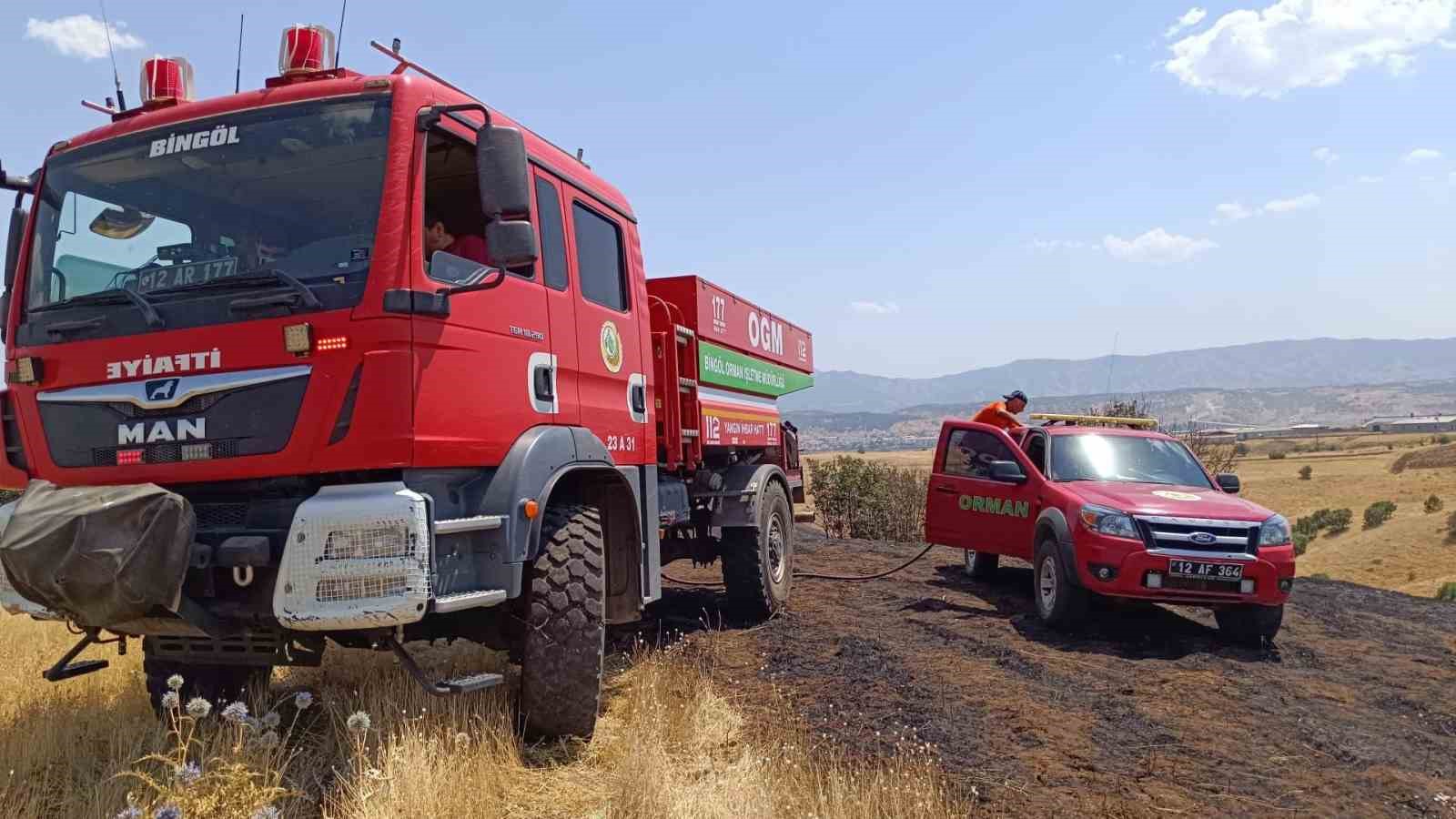 Bing&ouml;l&rsquo;de ağa&ccedil;lık alanda &ccedil;ıkan yangın b&uuml;y&uuml;meden s&ouml;nd&uuml;r&uuml;ld&uuml;
