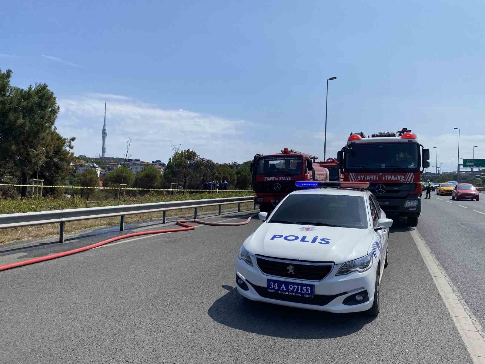 15 Temmuz Köprü yolunda ağaçlık alanda yangın 