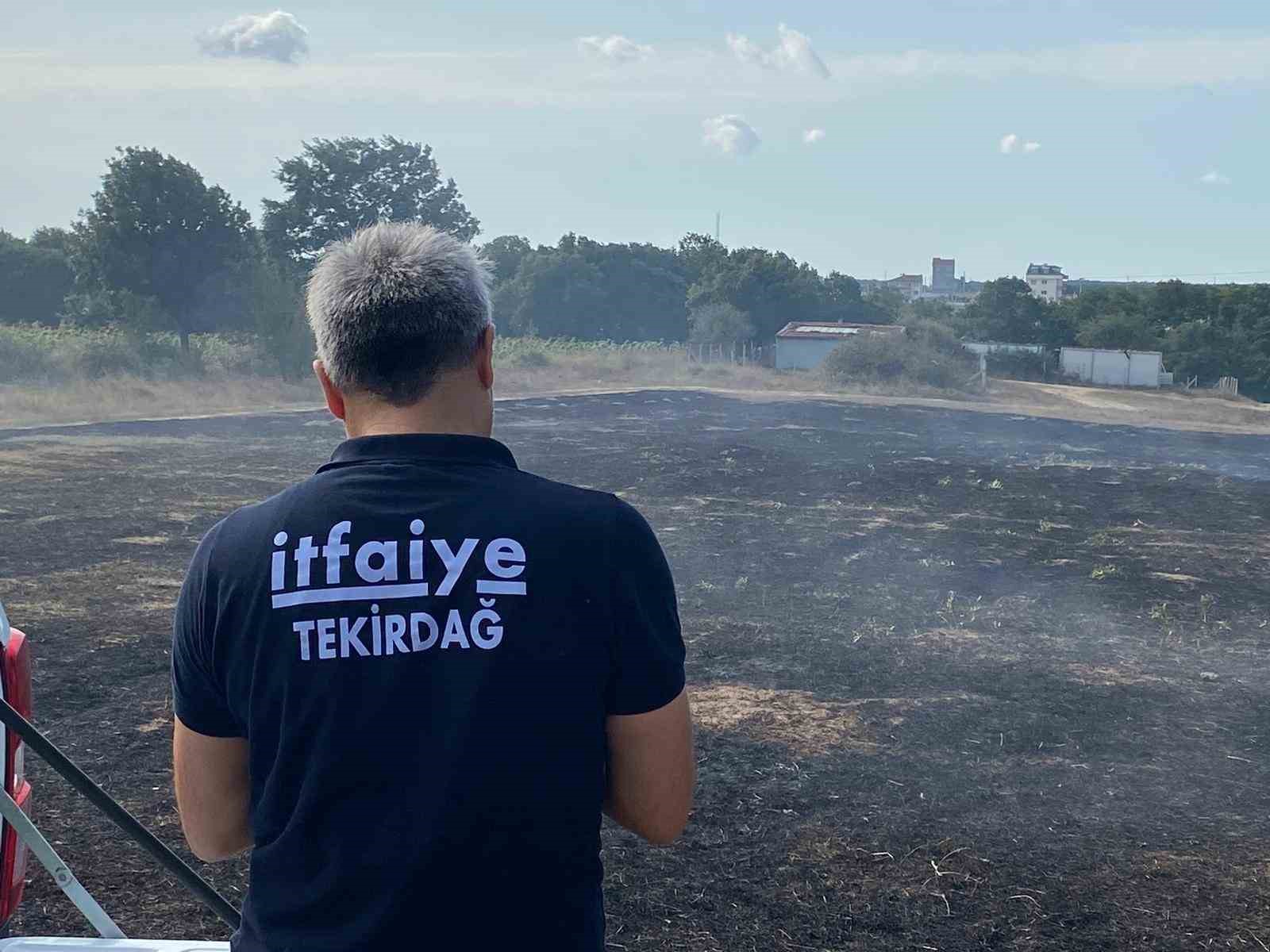 Bahçe şöminesinde çıkan yangın çayırlık alanı küle çevirdi