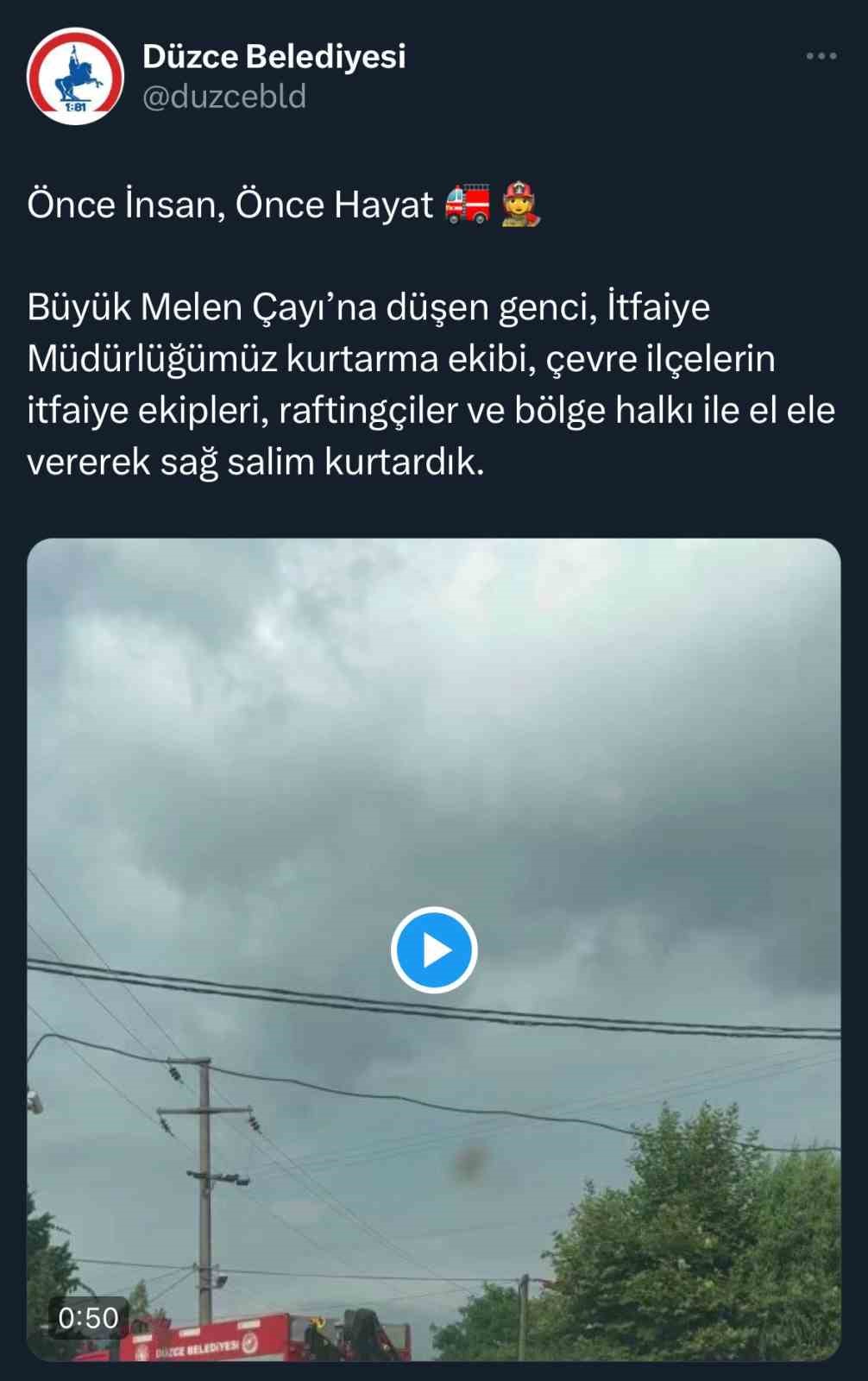 Düzce’de Melen Çayı’nda sürüklenen şahıs böyle kurtarıldı