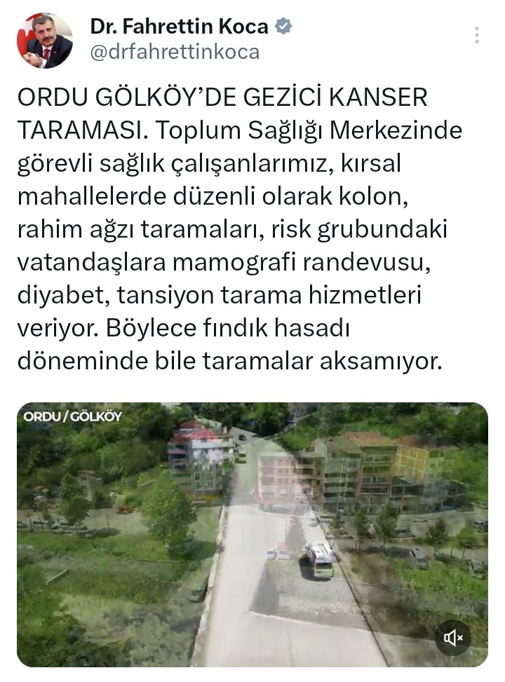 G&ouml;lk&ouml;y&rsquo;&uuml;n kırsal noktalarında &rsquo;mobil kanser taraması&rsquo; hizmeti başlatıldı

