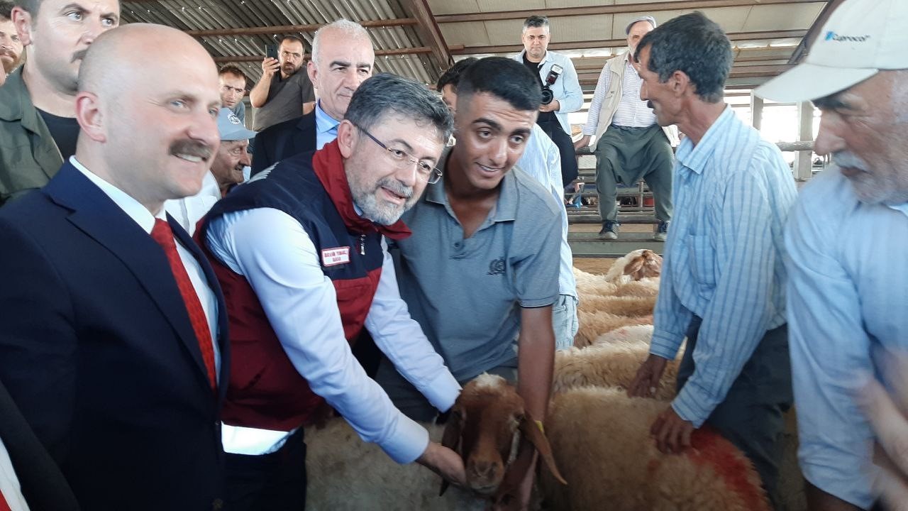 Bakan Yumaklı depremzedelere k&uuml;&ccedil;&uuml;kbaş hayvan dağıttı
