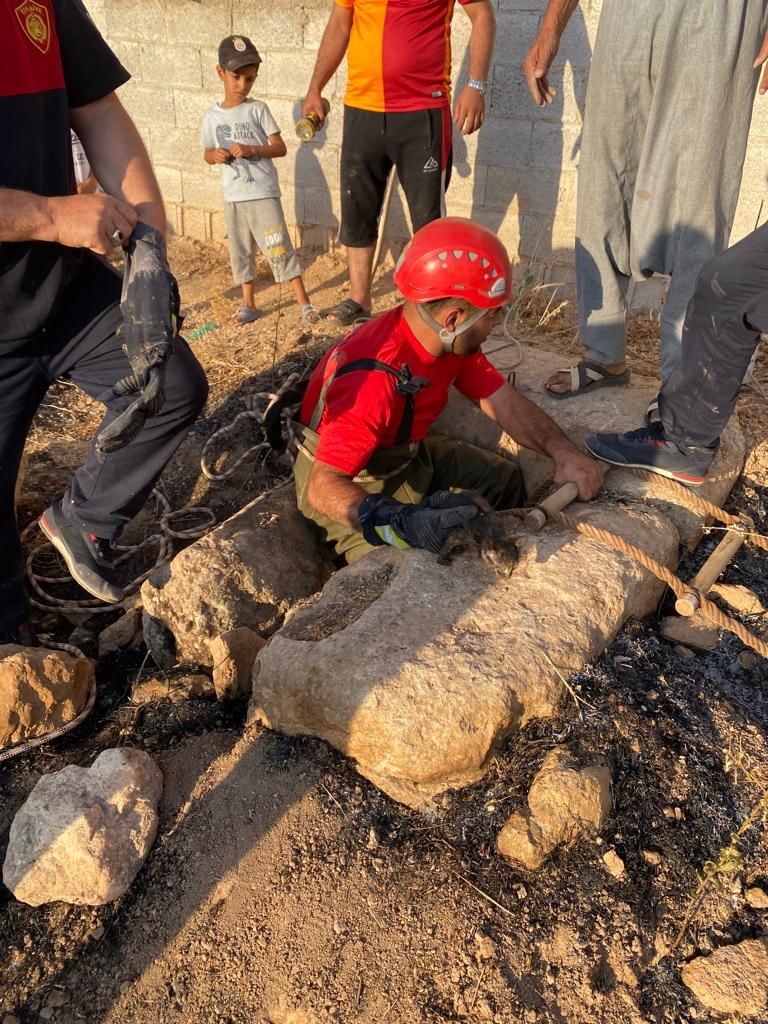 Şanlıurfa’da itfaiye ekipleri kuyuya düşen kedi için seferber oldu