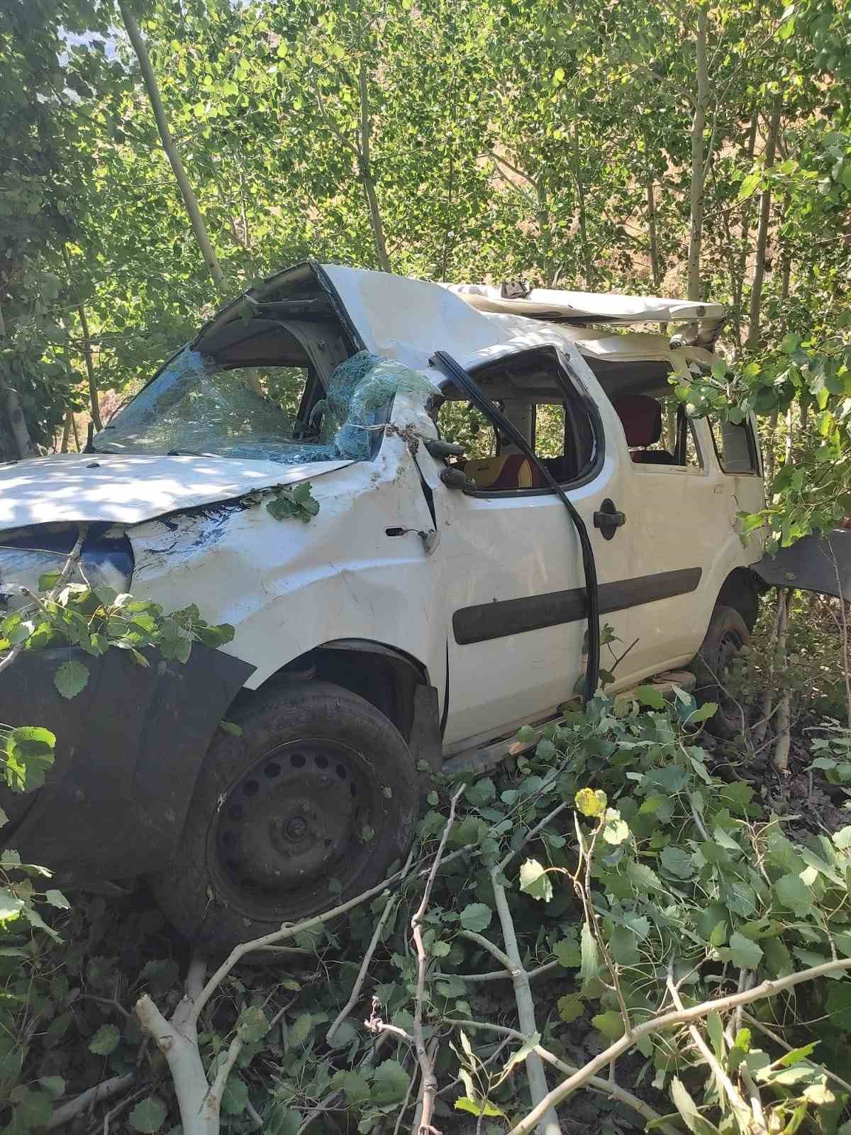 Bing&ouml;l&rsquo;de hafif ticari ara&ccedil; şarampole yuvarlandı: 2 yaralı
