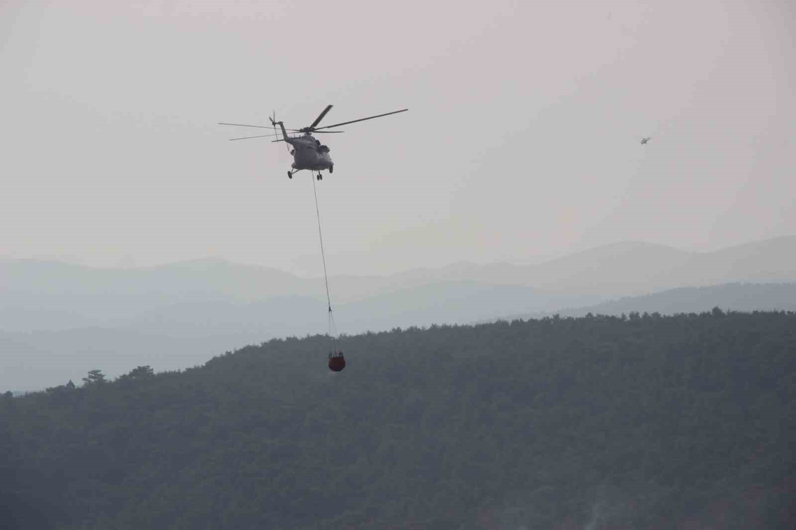Yangına havadan g&uuml;&ccedil;l&uuml; m&uuml;dahale devam ediyor
