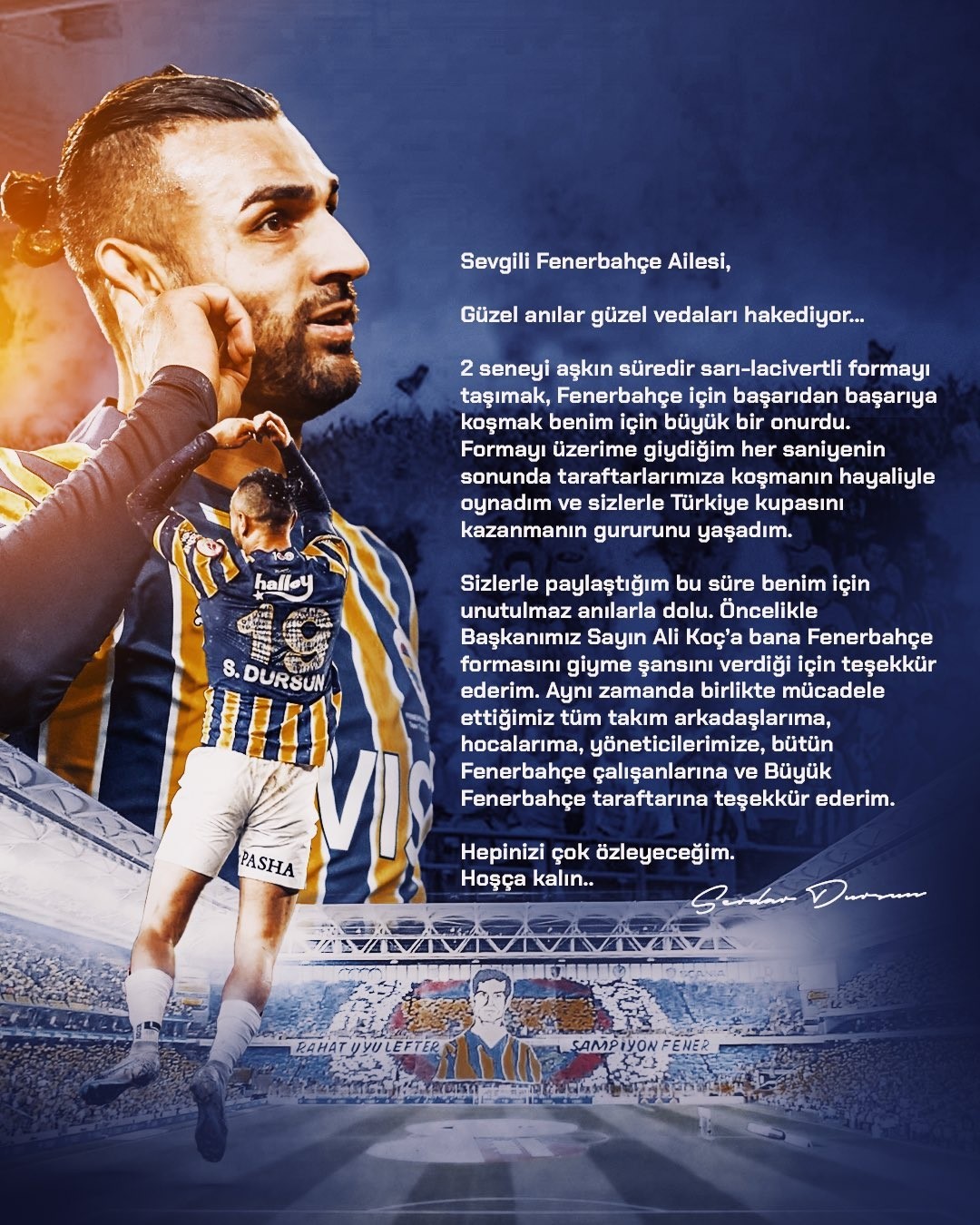 Serdar Dursun Fenerbahçe’ye veda etti