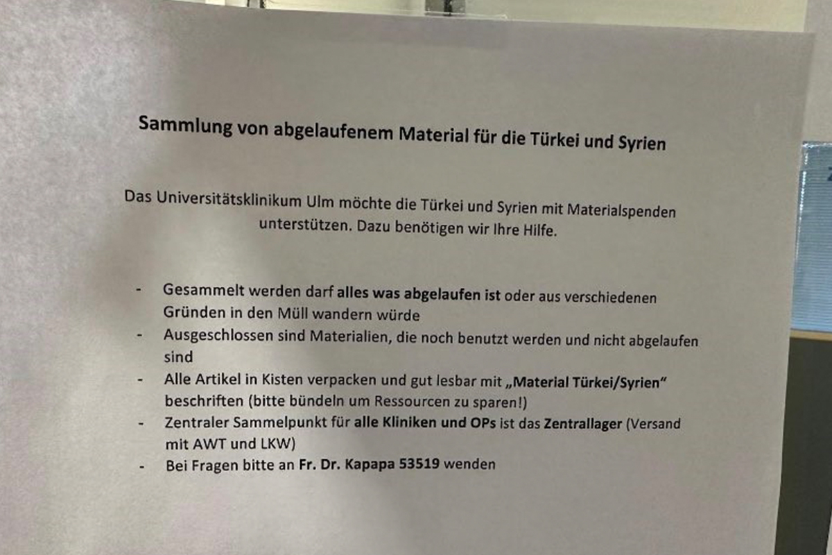 Almanya'da bir hastaneden tepki çeken duyuru: 'Tarihi geçmiş ürünleri depremzedelere gönderin'