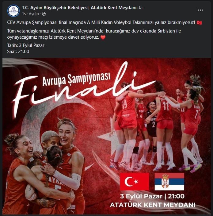 Büyükşehir, Filenin Sultanları’nın final maçı için dev ekran kuracak