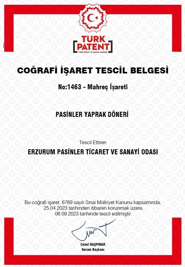 Pasinler Yaprak D&ouml;neri artık coğrafi işaretli
