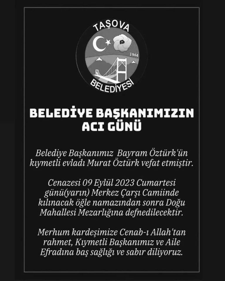 Taşova Belediye Başkanı Öztürk’ün acı günü
