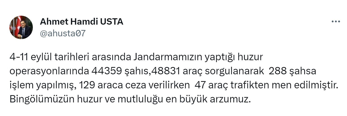 Bingöl’de huzur operasyonu
