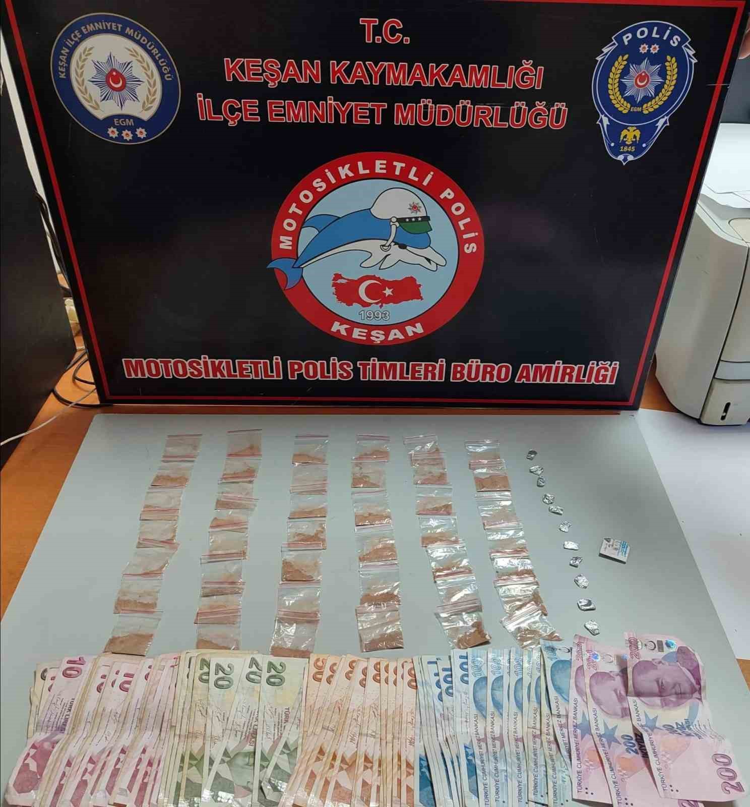 Keşan’da üzerinden uyuşturucu çıkan şüpheli tutuklandı