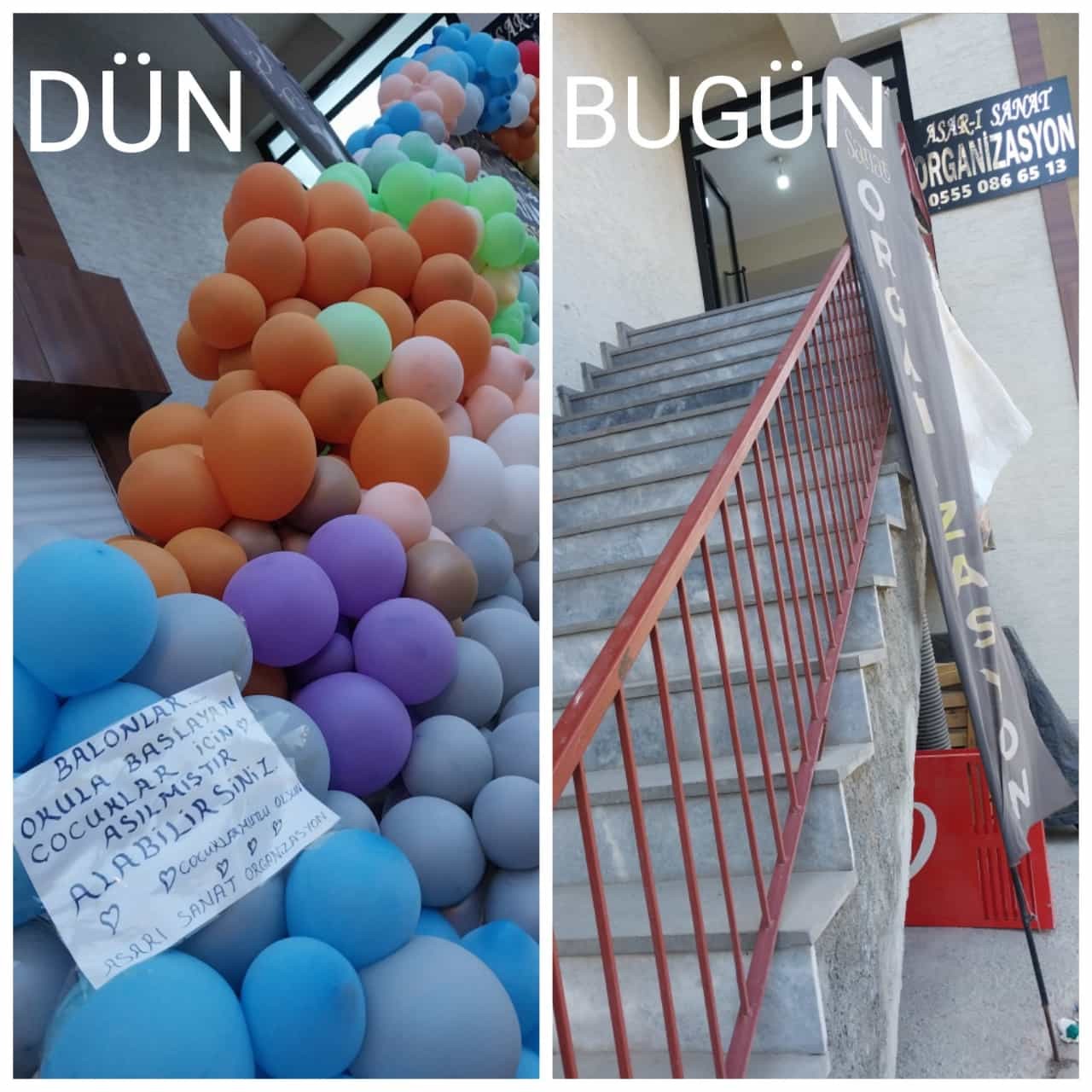 Okula başlayan &ouml;ğrenciler i&ccedil;in asılan balonlar ilgi odağı oldu
