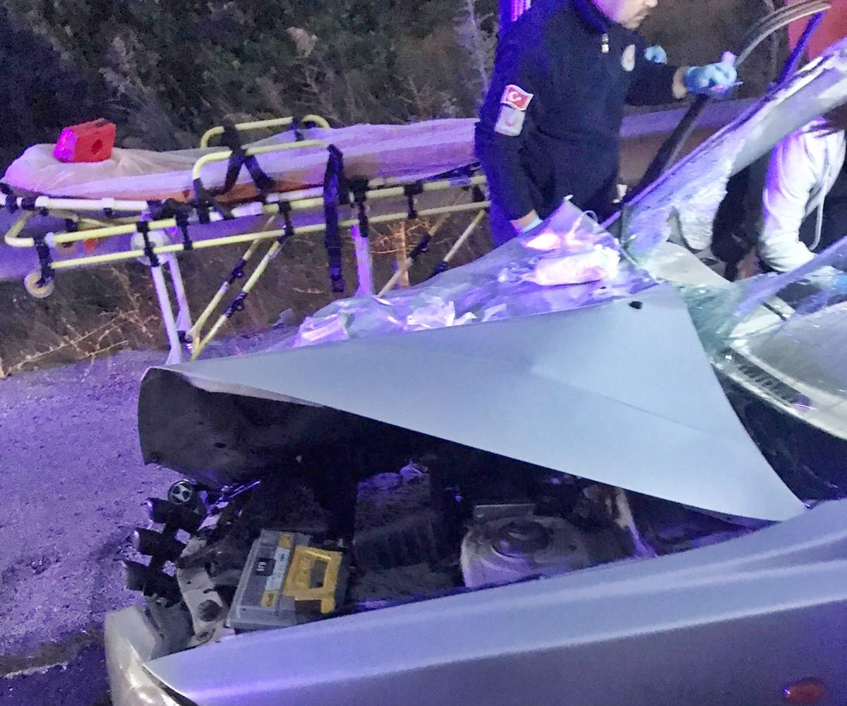 Otomobil büyükbaş hayvanlara çarptı: 2 yaralı