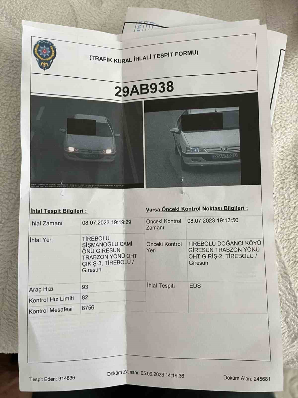 Plaka benzer olunca ceza İran’a değil Gümüşhane’ye kesildi