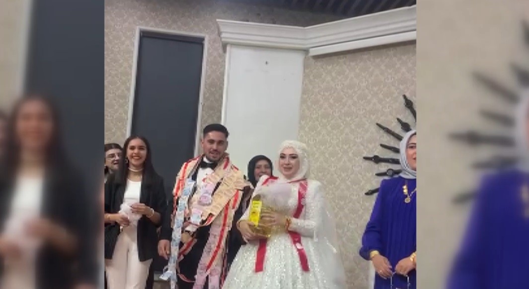 D&uuml;ğ&uuml;nde geline altın yerine 5 litrelik Ay&ccedil;i&ccedil;ek yağı takıldı
