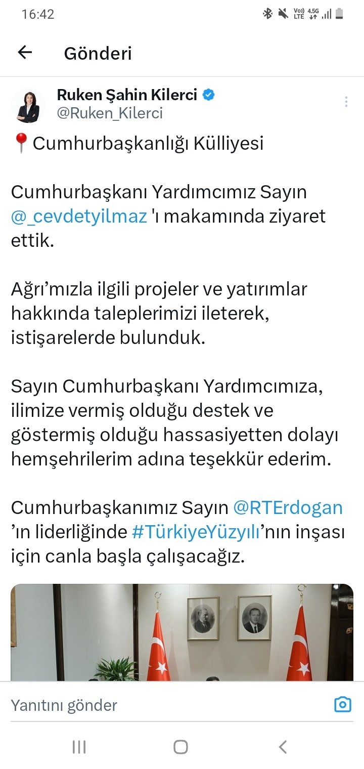 Cumhurbaşkanı Yardımcısı Yılmaz, Ağrı Milletvekili Kilerci ile g&ouml;r&uuml;şt&uuml;
