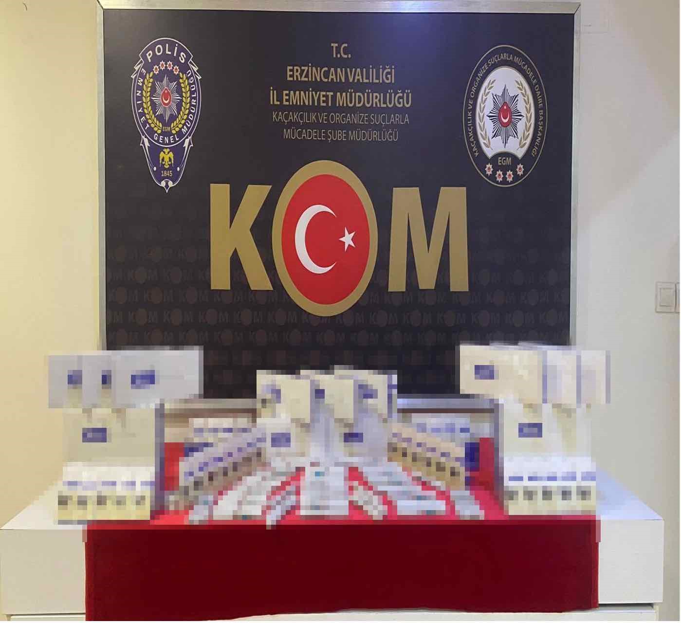 Erzincan’da 45 adet kaçak büyüme hormonu ile botoks iğnesi ele geçildi