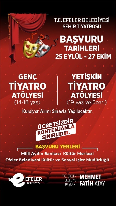 Efeler Belediyesi Şehir Tiyatro yeni dönem başvuruları sürüyor
