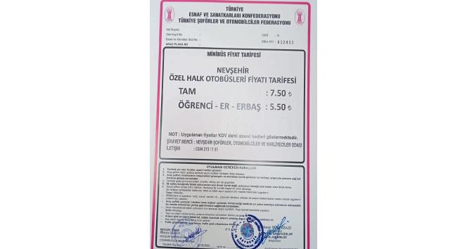 Nevşehir’de şehir içi toplu ulaşım ücretleri zamlandı