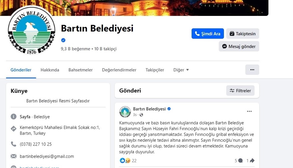 Bartın Belediye Başkanı hastaneye kaldırıldı
