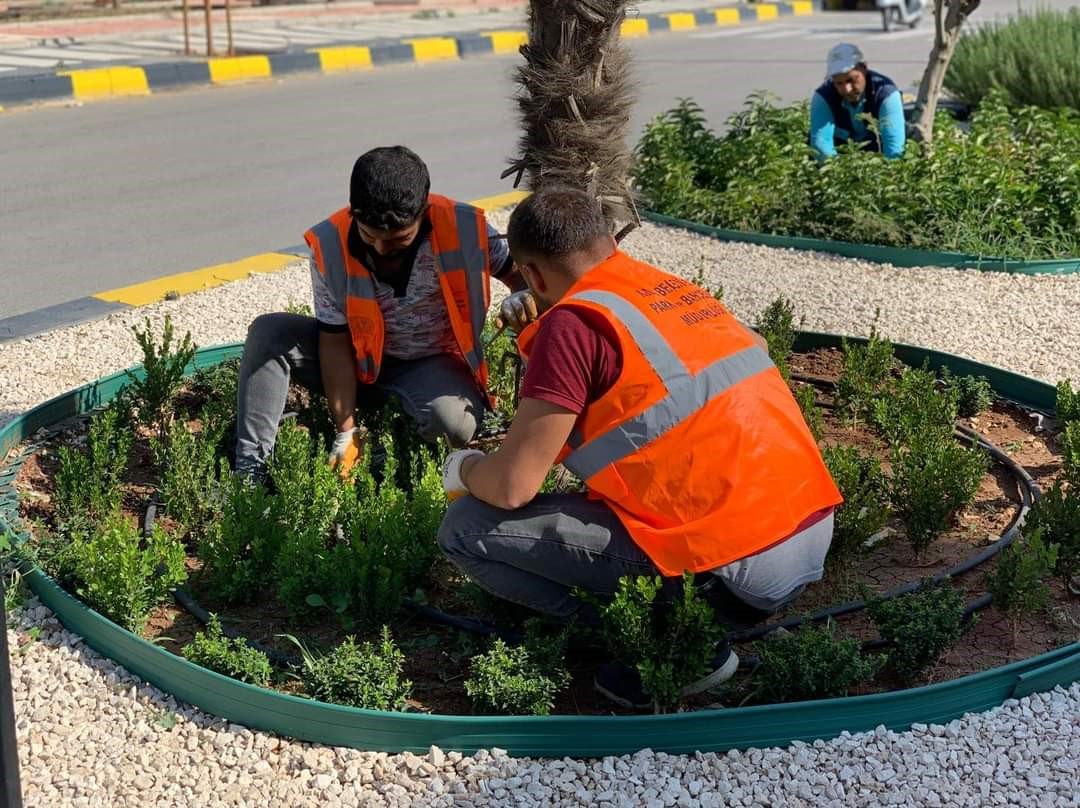 Kilis’te parklar refüj ve bulvarların bakımları sürüyor