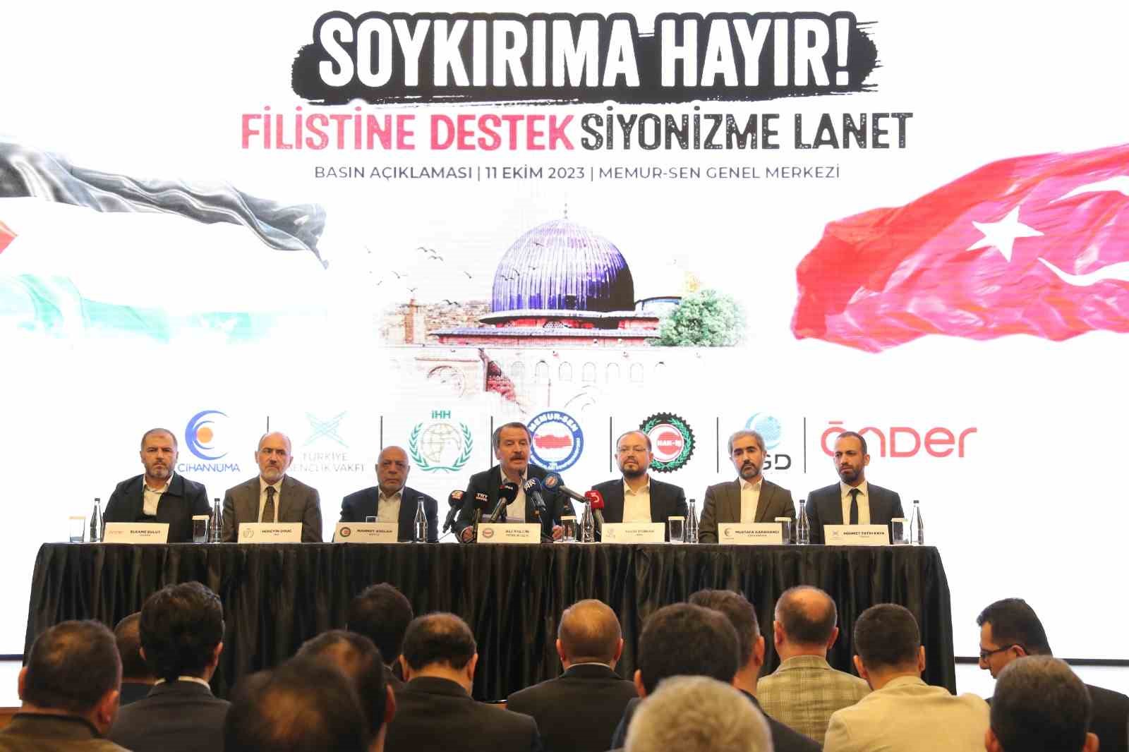 Memur-Sen ve Hak-İş&rsquo;ten Filistin&rsquo;e destek mitingi
