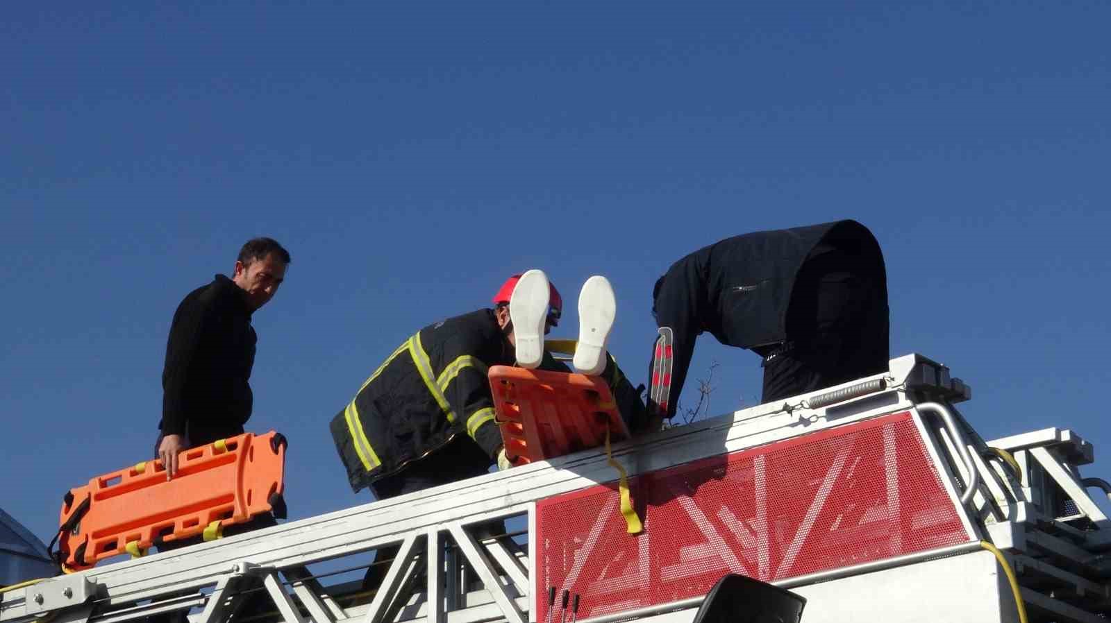 Domates serasında yangın tatbikatı