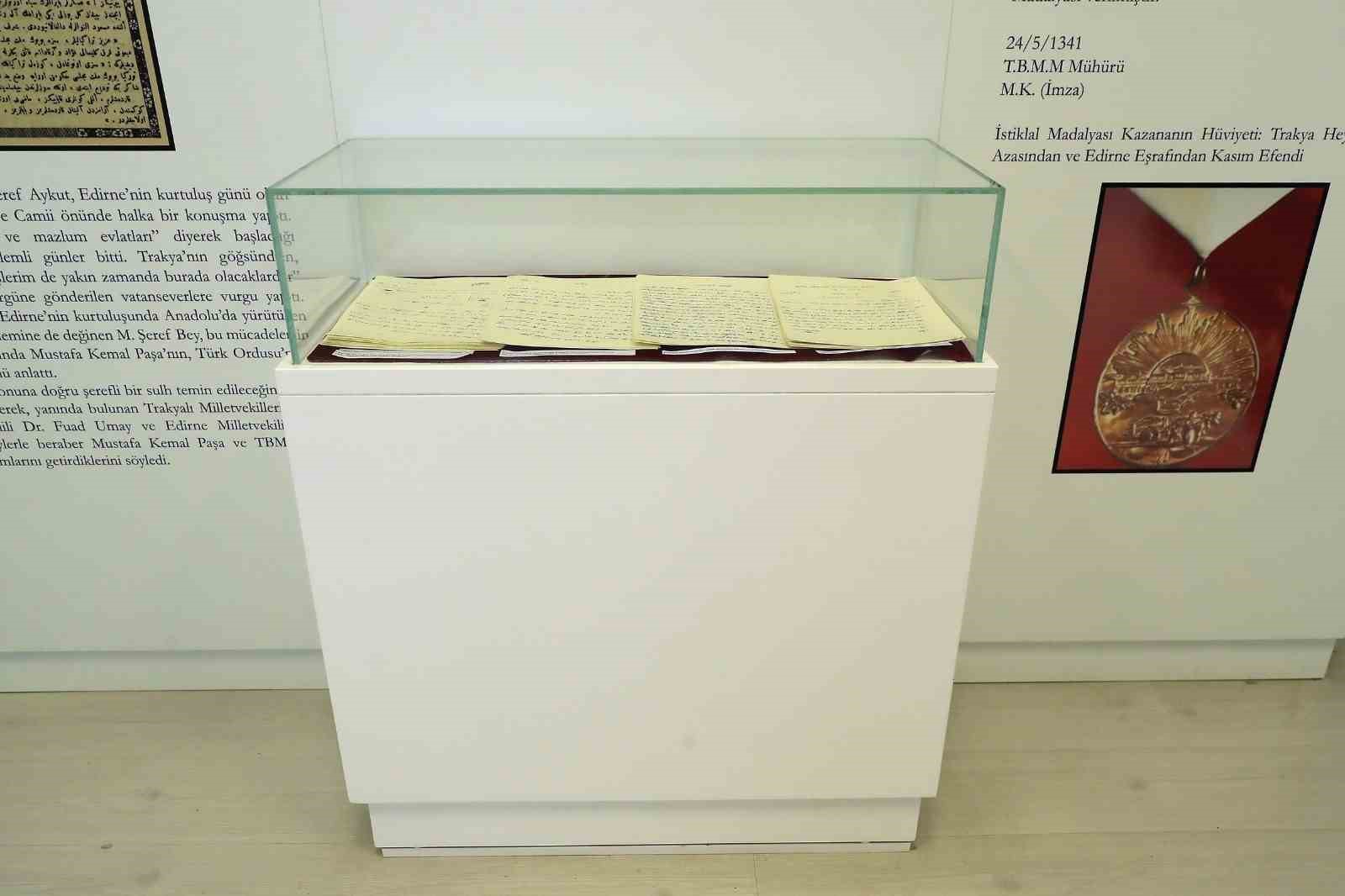 Trakya Paşaeli M&uuml;dafaa-İ Hukuk Cemiyeti ile I. Kolordu&rsquo;ya ait belgeler Lozan M&uuml;zesinde sergilenecek
