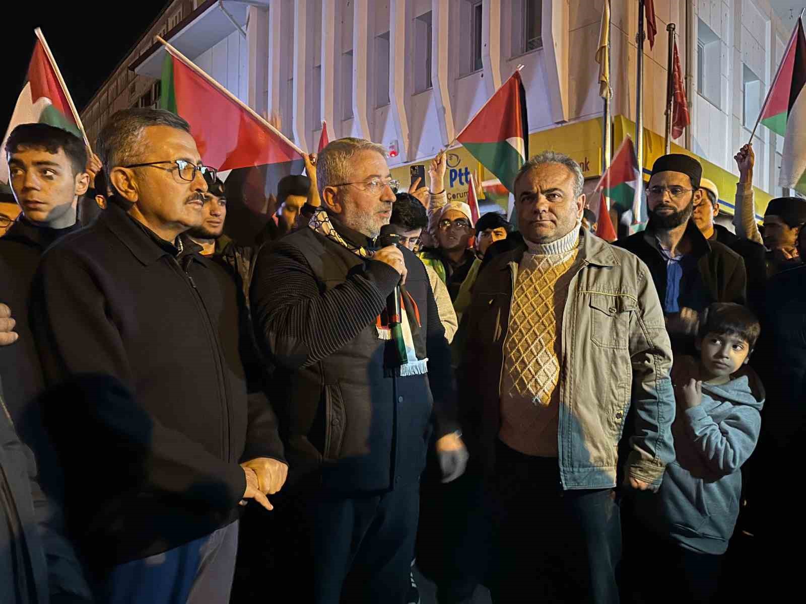 Çorum'da STK'lardan İsrail'e tepki, Filistinlilere dua