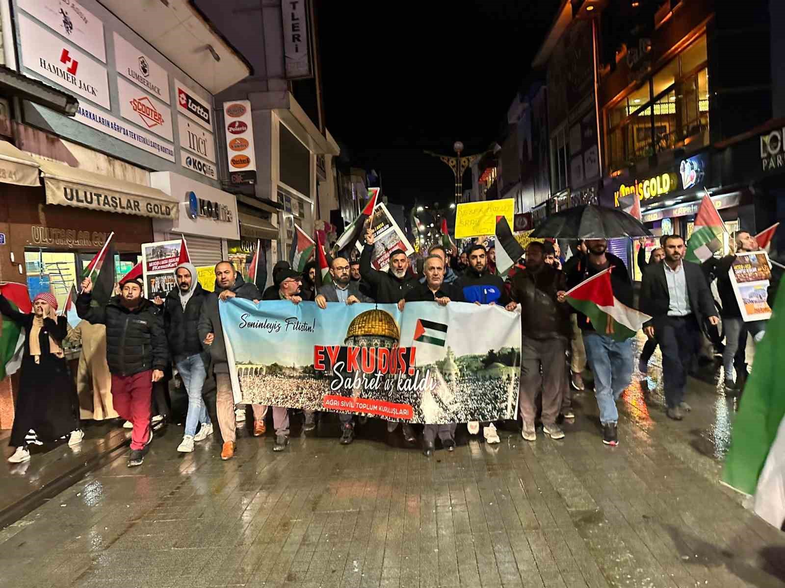 Ağrı’da İsrail’in Gazze saldırısı protesto edildi