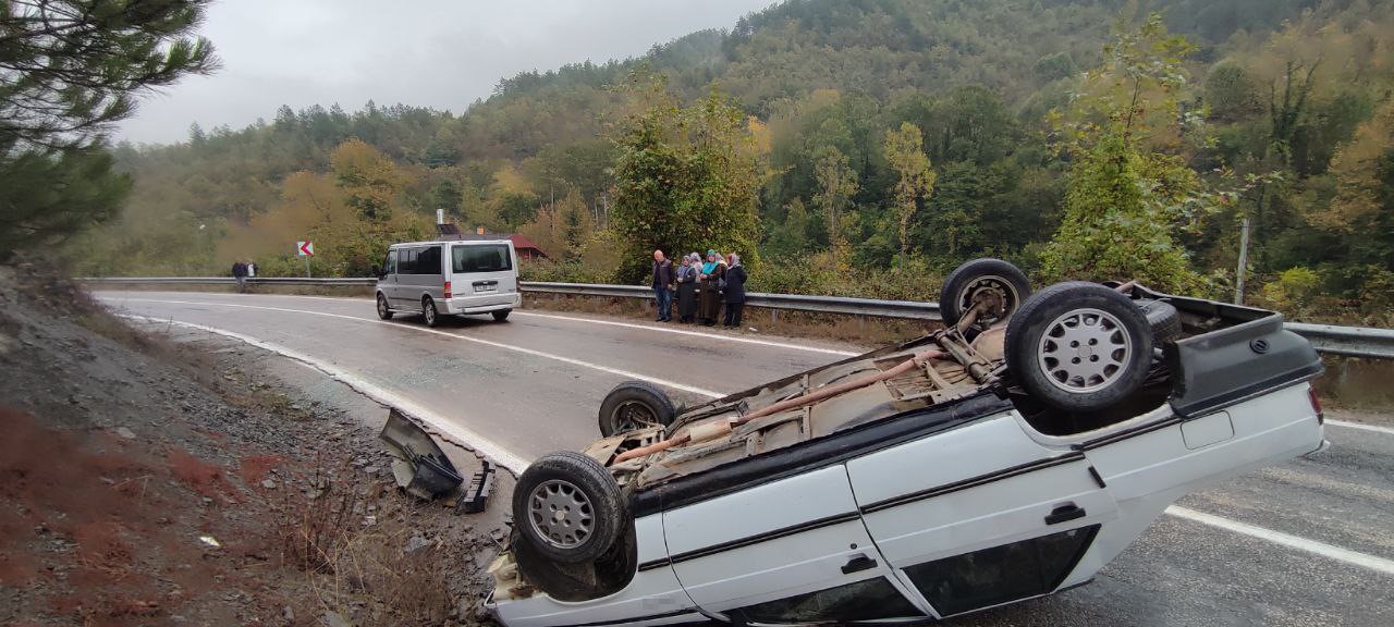 Takla atan araçtan sağ çıktılar
