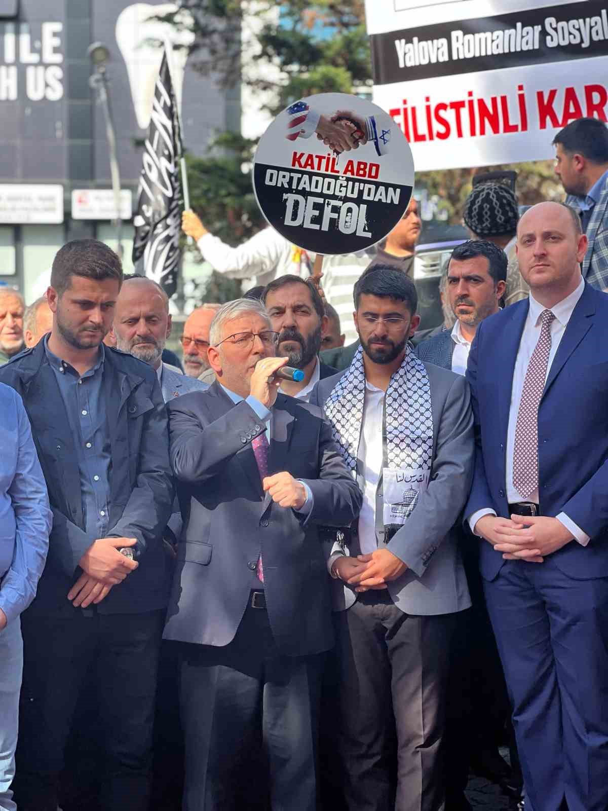 Yalova&rsquo;da İsrail&rsquo;in Filistinlilere saldırıları protesto edildi
