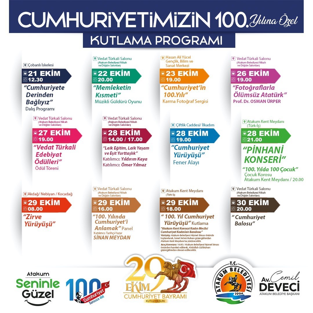 Atakum’da Cumhuriyet’in 100. yılına özel program
