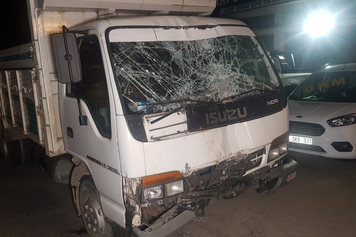 Uyuyan sürücü direğe çarptı