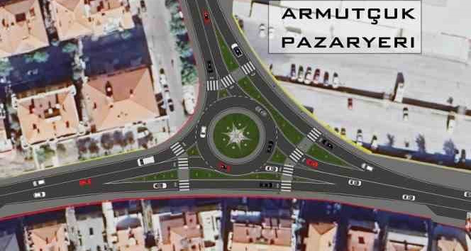 Armutçuk’taki pazaryeri girişine “Akıllı Kavşak”