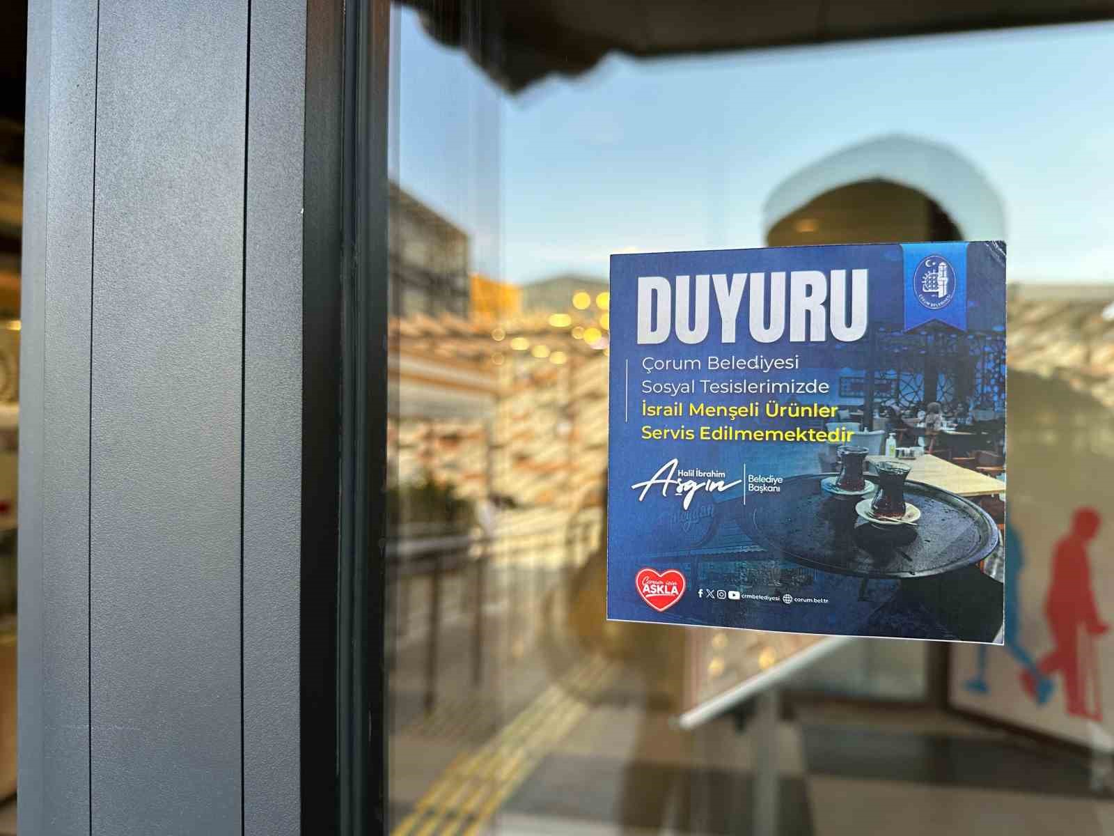 Çorum Belediyesi, İsrail ürünlerine yönelik boykot başlattı