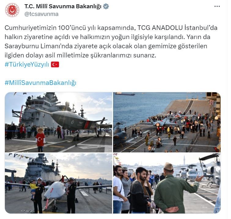 TCG Anadolu yarında Sarayburnu Limanı’nda ziyarete açık olacak