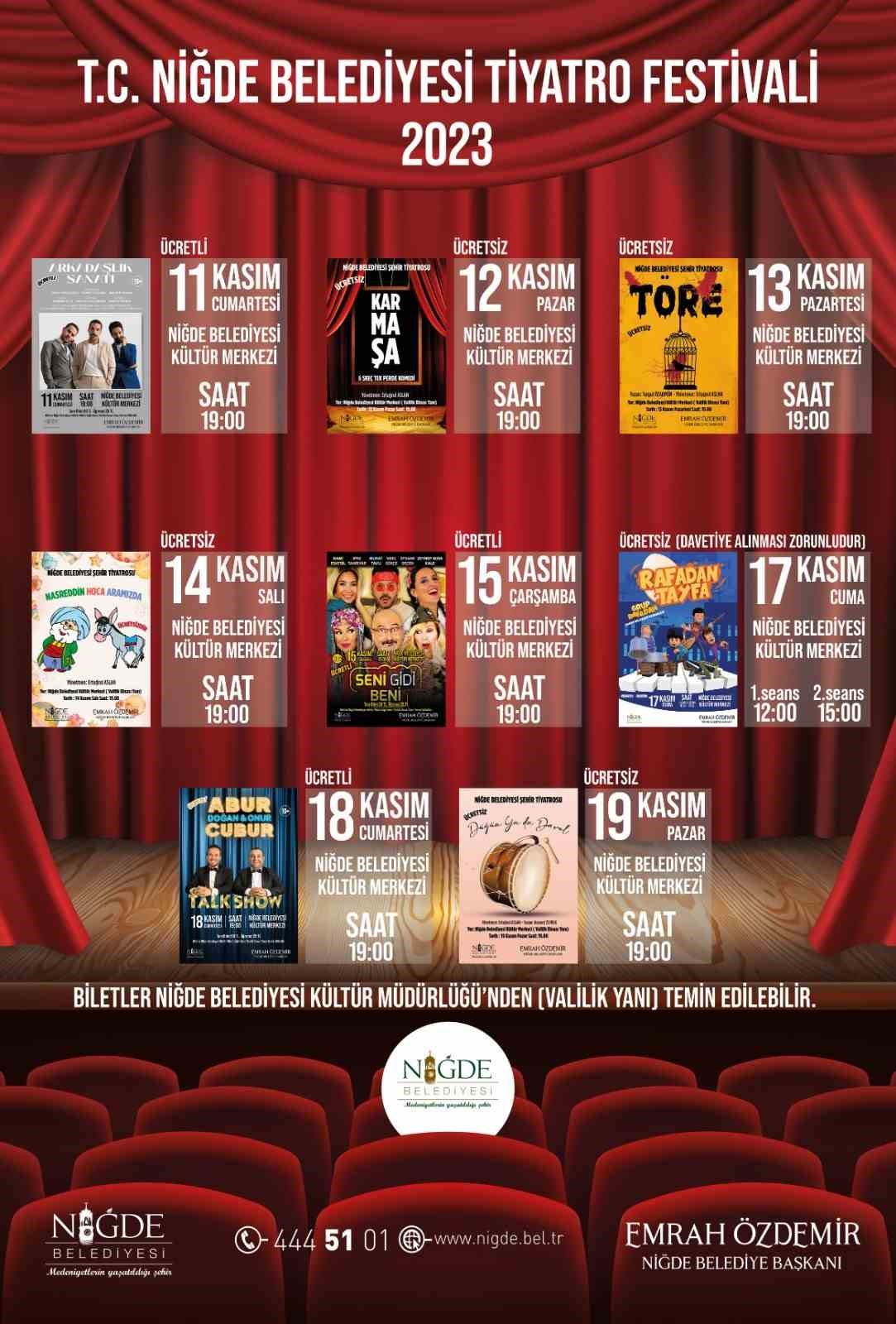 Niğde Belediyesi&rsquo;nden Tiyatro Festivali
