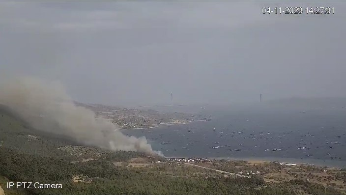 Çanakkale’deki orman yangınının başlangıcı ve yayılışı gözetleme kulesinden kaydedildi