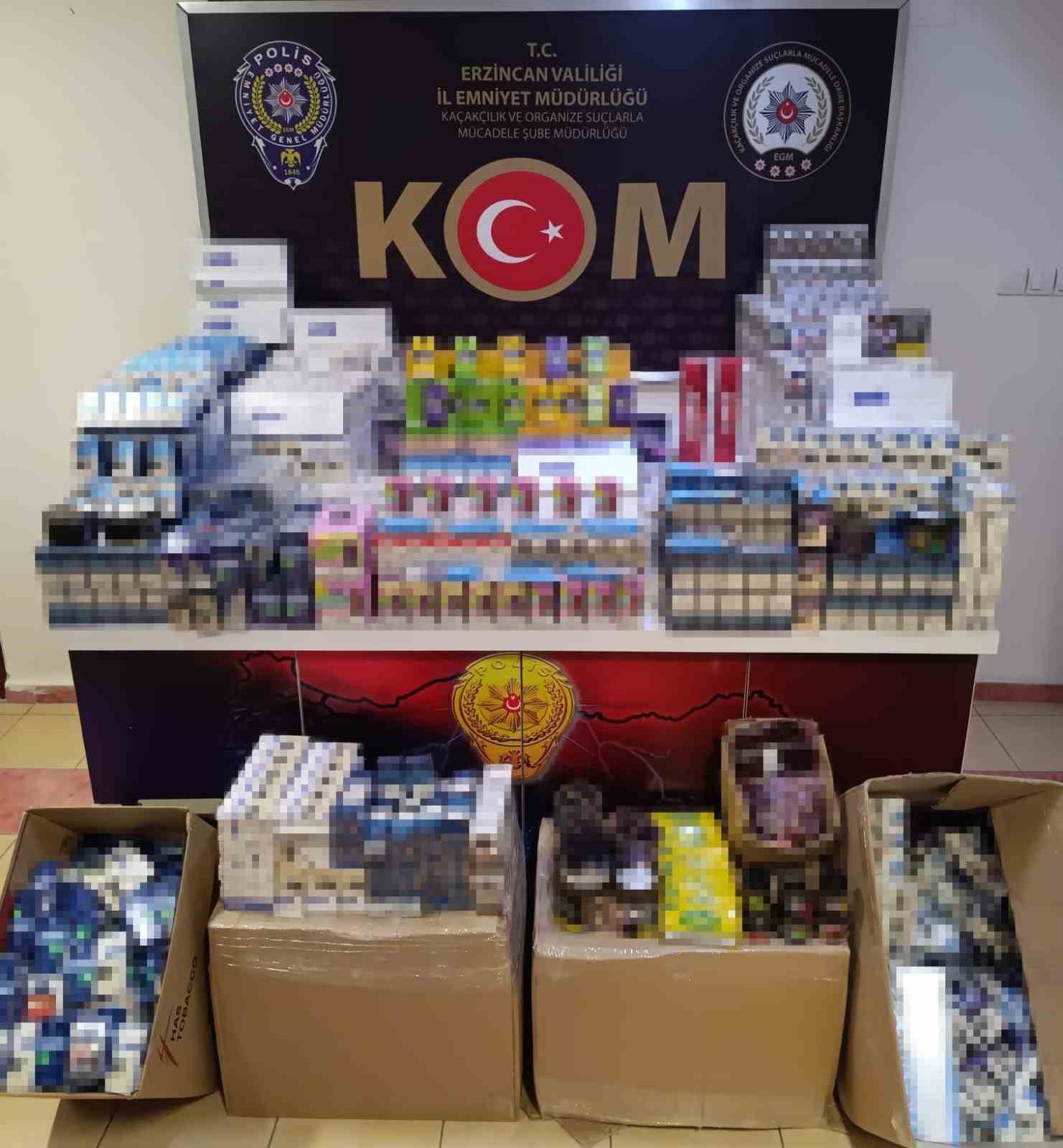 Erzincan’da 4 bin 884 adet kaçak sigara ele geçirildi