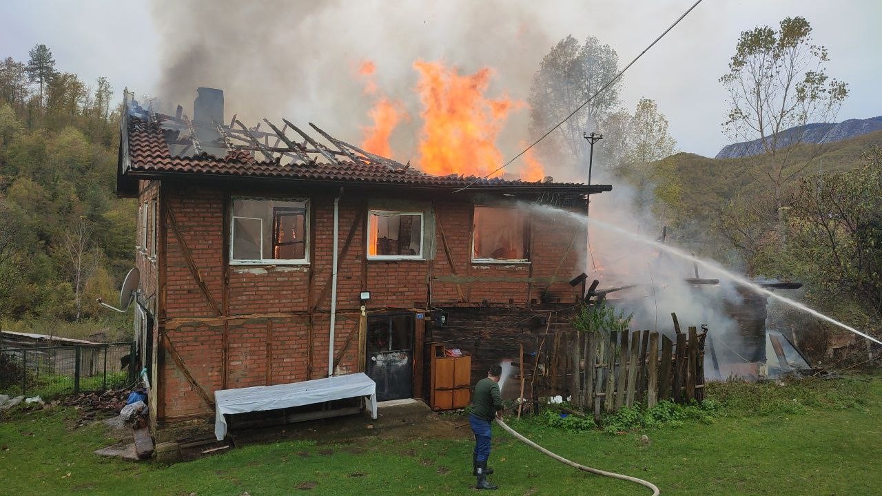 Bartın’da çıkan yangında 2 ev kül oldu