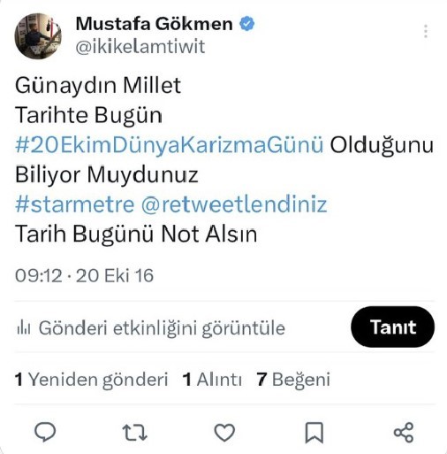 Kafasına g&ouml;re ilgin&ccedil; d&uuml;nya g&uuml;nleri tayin ediyor, o g&uuml;nler d&uuml;nya TT listesine giriyor

