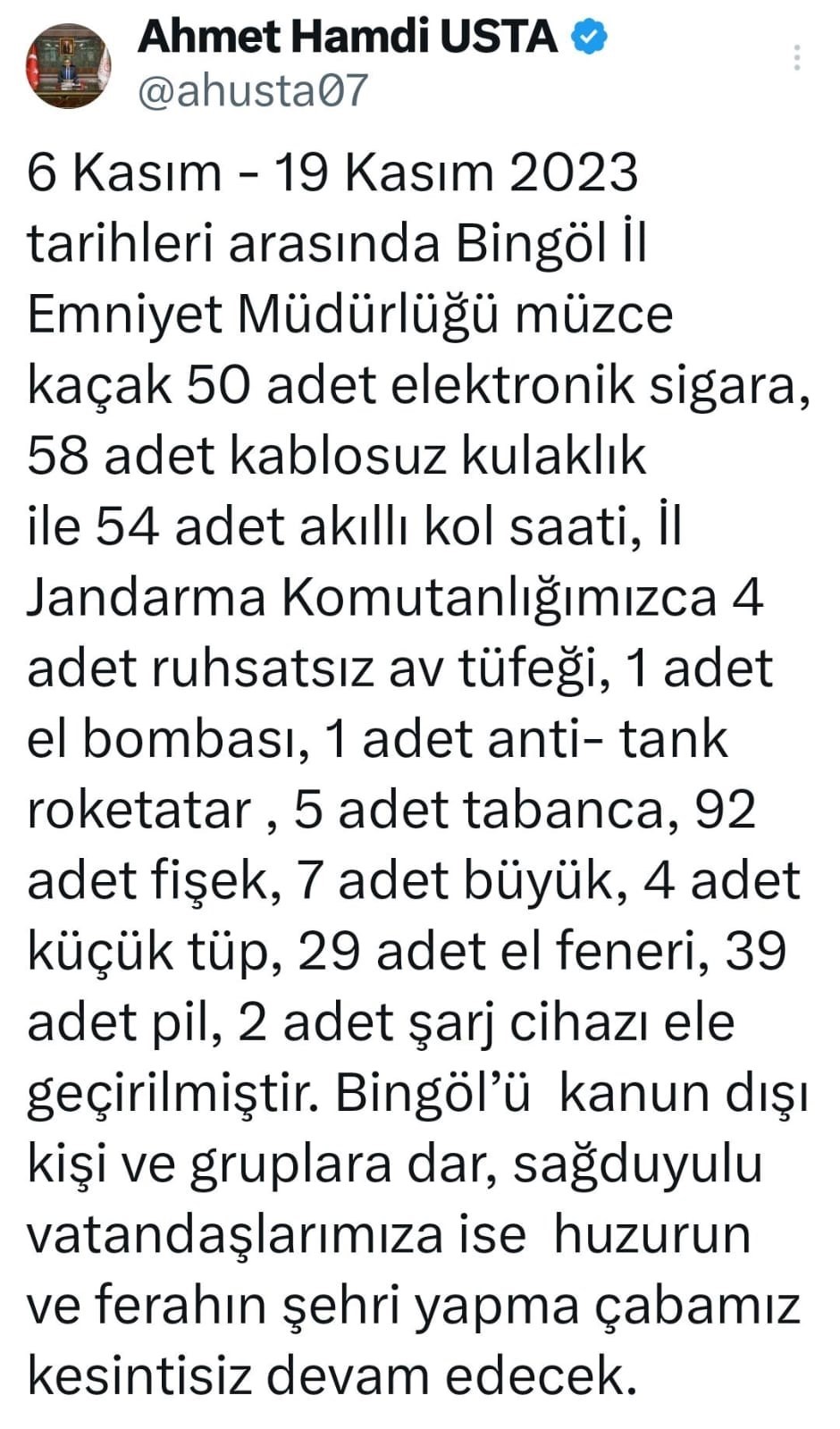 Bingöl’de el bombası ve anti- tank roketatar ele geçirildi