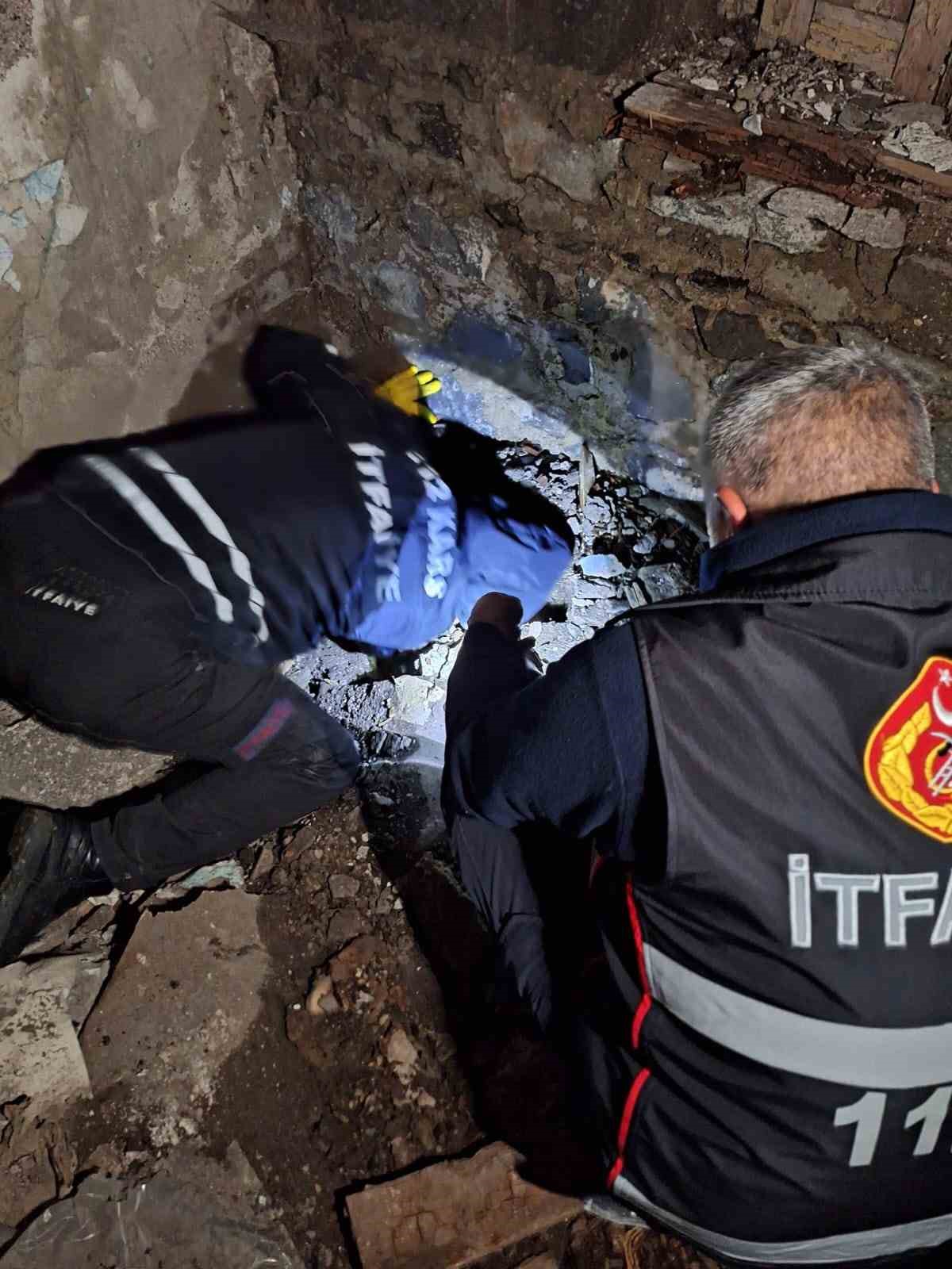Kars&rsquo;ta toprak altında kalan yavru k&ouml;pek kurtarıldı

